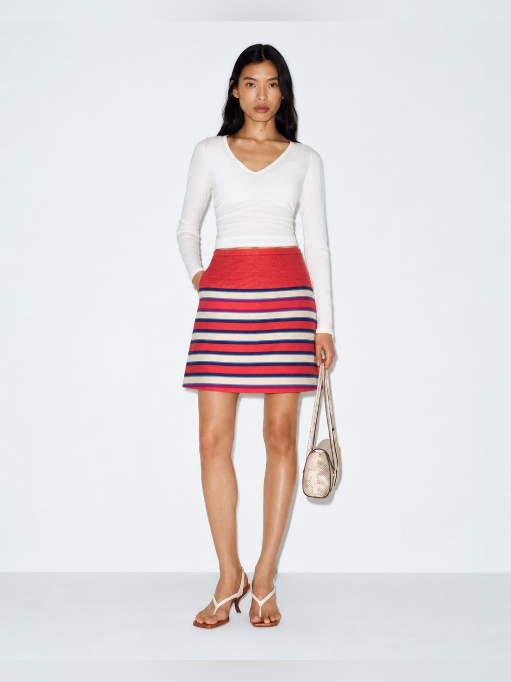 Marc Jacobs Silk Striped Skirt Pink Blue 209